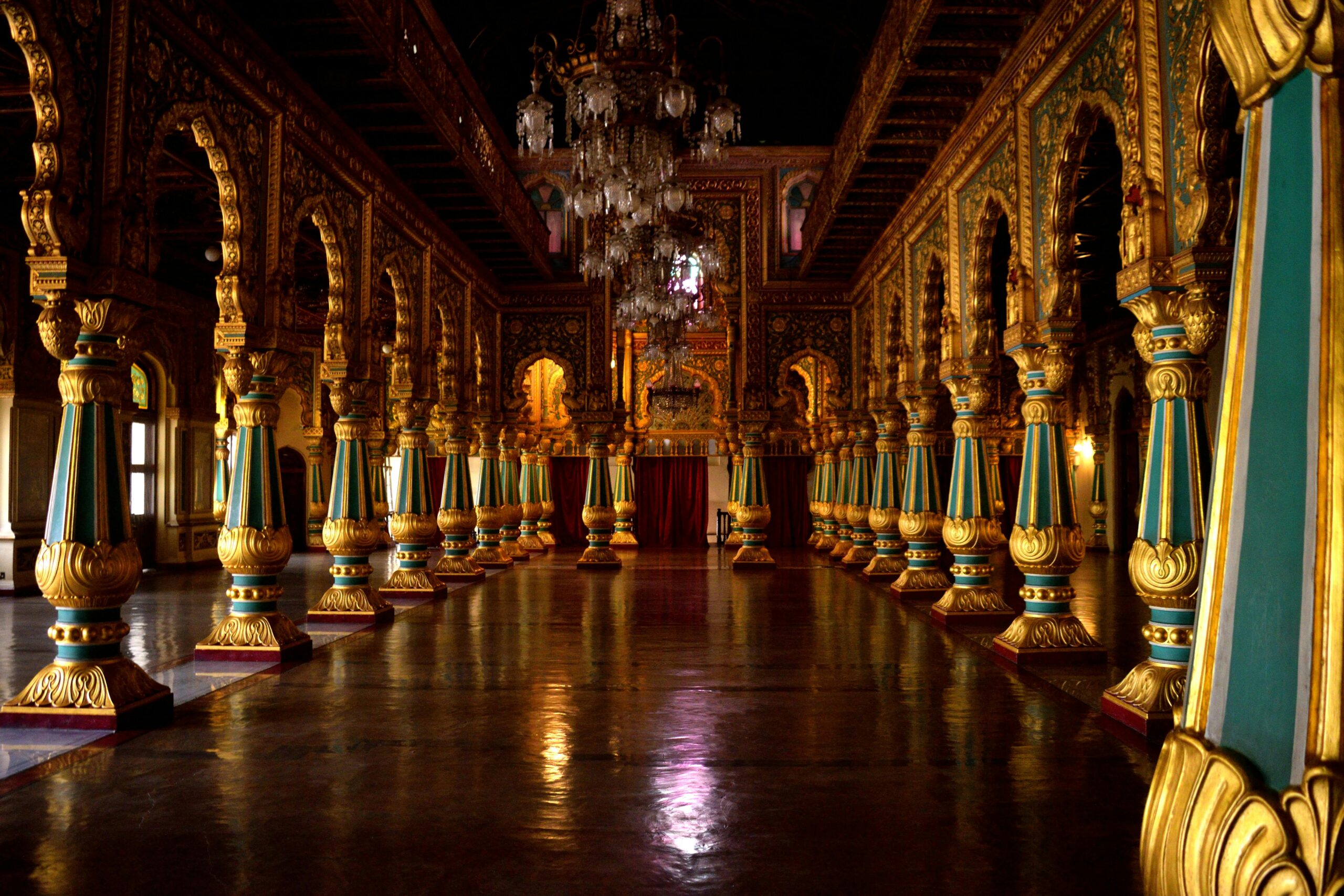 Explore the grand and opulent interiors of Mysore Palace, a symbol of Karnataka's rich heritage.